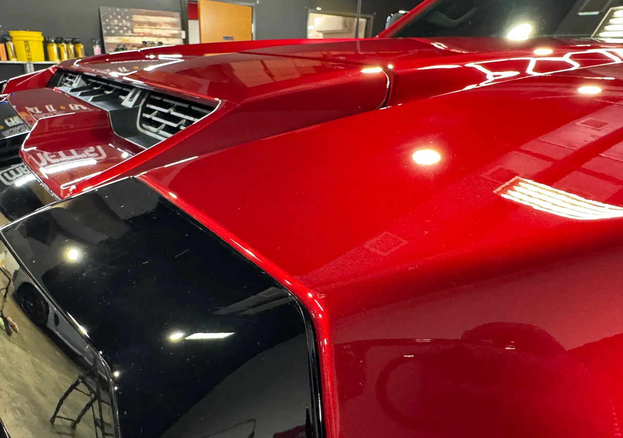 Red Dodge Challenger at Protektd Detailing, Dallas