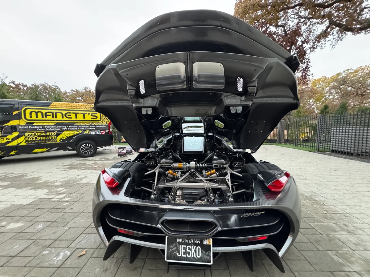 Open engine bay detailed at Protektd Detailing, Dallas